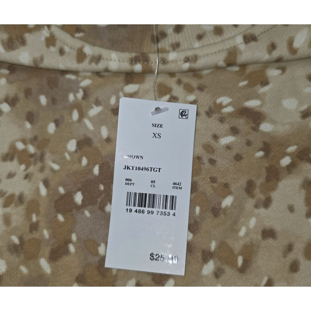 33 Degrees Women’s XS Brown Animal Print Crewneck Sweatshirt Pullover